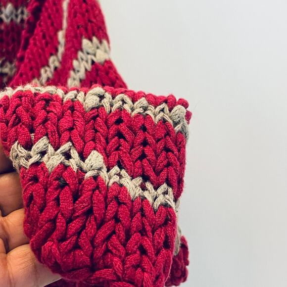 Free People Loose Knit Crochet Sweater - Women Size Small - Maroon and Gray - Picture 5 of 6